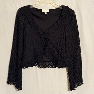NWT La Peche Black Lace Crop Top Size XS